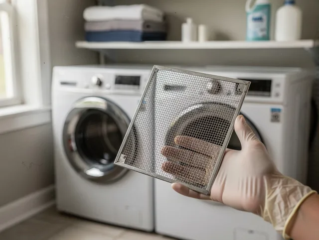 Marblehead Dryer Vent Cleaning specialist performing detailed lint trap cleaning service in Marblehead
