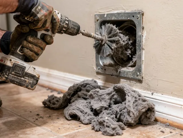 Certified Marblehead Dryer Vent Cleaning technician performing dryer vent cleaning in Marblehead
